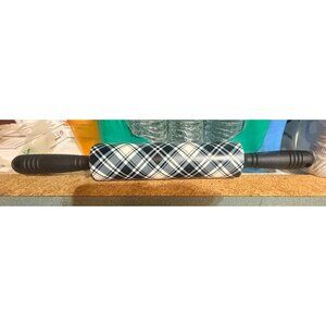 Silicone Rolling Pin Black Plaid With Handles - Holiday Time